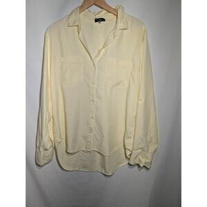 Velvet Heart Los Angeles womens Sirena Button Up Top Sz L Butter Yellow Hi Low